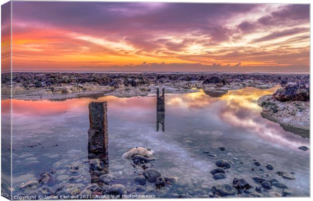Kingsdown sunrise reflections  Canvas Print by James Eastwell