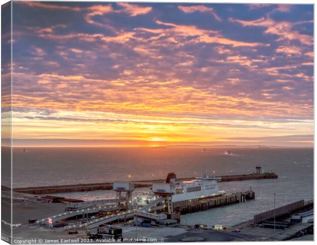 Dover Docks - sunrise fire  Canvas Print by James Eastwell