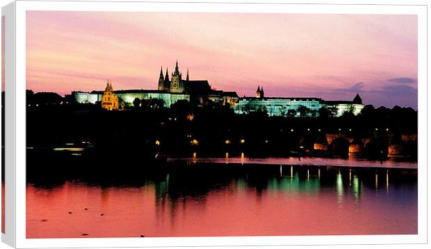 Pink sky, Prague Castle  Canvas Print by Ranald Dods