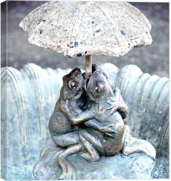Frog stature water fountain. Canvas Print by Dr.Oscar williams: PHD