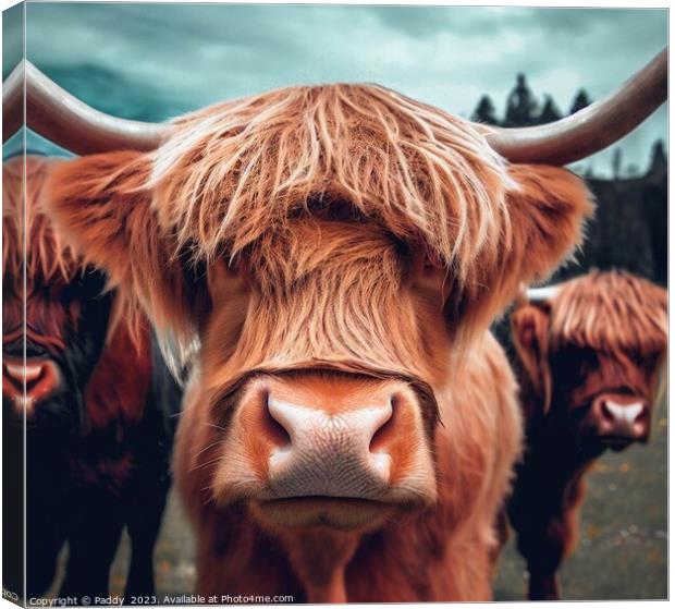 A close up of a highland cow  Canvas Print by Paddy 