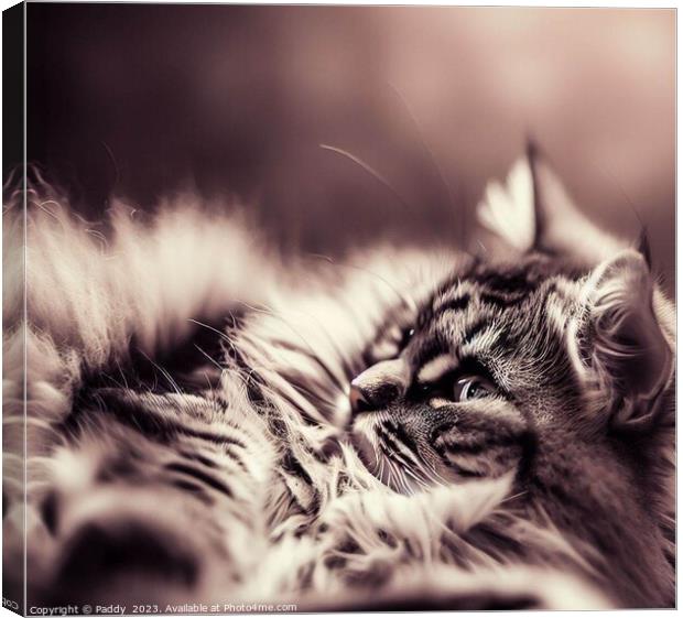 A beautiful cat, after just waking up  Canvas Print by Paddy 