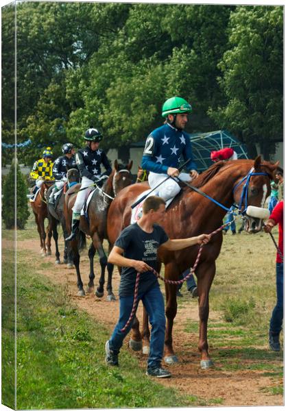 Before the horse race for the Great Summer prize. Canvas Print by Mikhail Pogosov