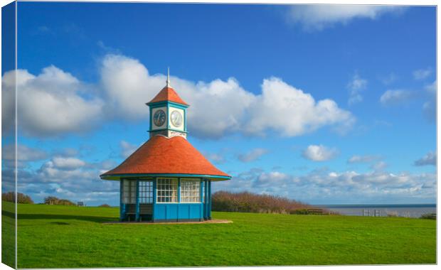 Frinton clock tower in the sunshine Canvas Print by Paula Tracy