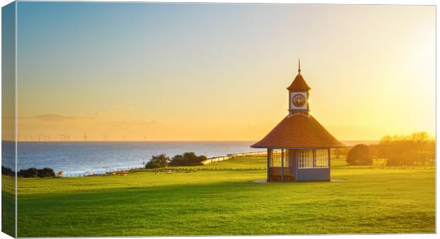 Frinton clock tower at sunset Canvas Print by Paula Tracy