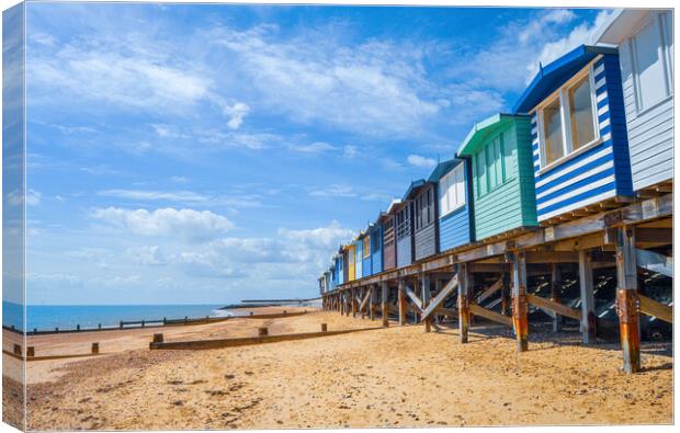 Blue Sky, blue sea and blue huts! at Frinton Canvas Print by Paula Tracy