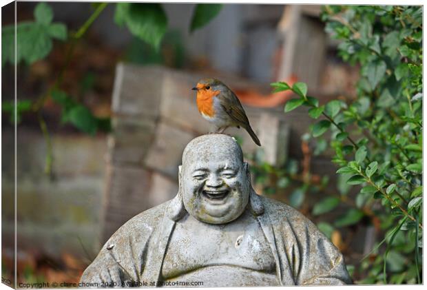 The Robin and The Buddha Canvas Print by claire chown