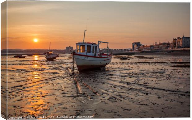 waiting for the tide at Morecambe bay Canvas Print by Richard Perks