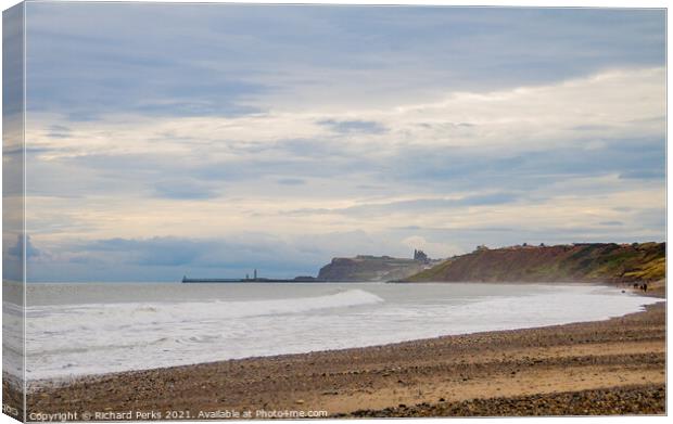 Blustery views from Sandsend to Whitby Canvas Print by Richard Perks
