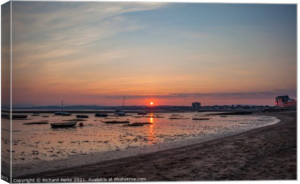 Morecambe Beachfront Daybreak Canvas Print by Richard Perks