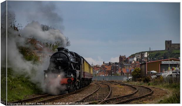 Steaming away from Whitby Canvas Print by Richard Perks