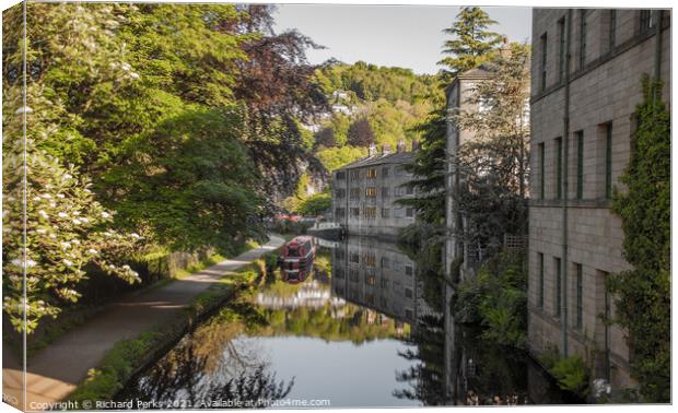 Hebden Bridge reflections Canvas Print by Richard Perks