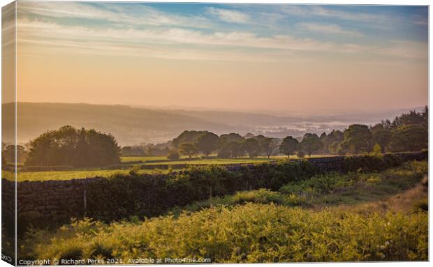 Wharfedale misty morning Canvas Print by Richard Perks
