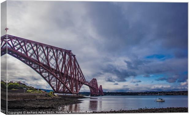 Cloud break over the Forth Railway bridge Canvas Print by Richard Perks