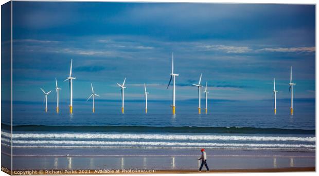Among the Giants on Redcar Beach Canvas Print by Richard Perks