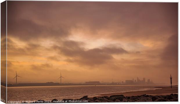 Liverpool Skyline Haze Canvas Print by Richard Perks