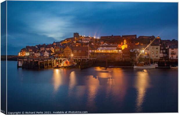 Whitby Harbour Reflection Canvas Print by Richard Perks