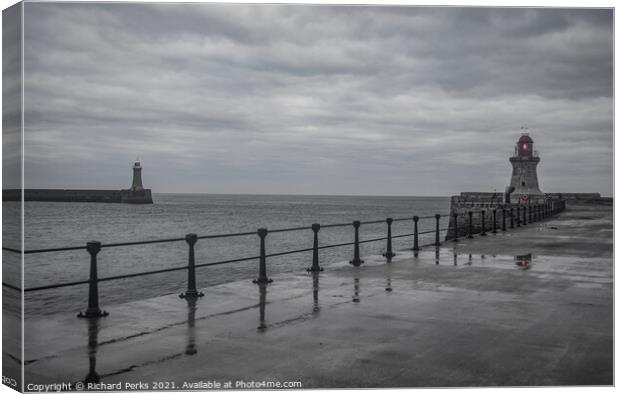 Blustery day -  North and South Shields Canvas Print by Richard Perks