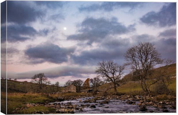 Yorkshire Dales Autumn Moon Canvas Print by Richard Perks