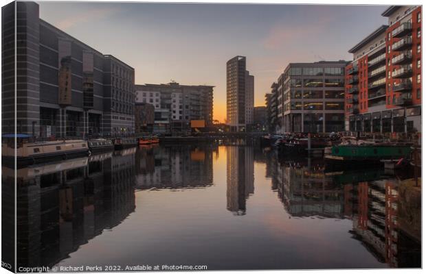 Sunrise at the Leeds Dock Canvas Print by Richard Perks