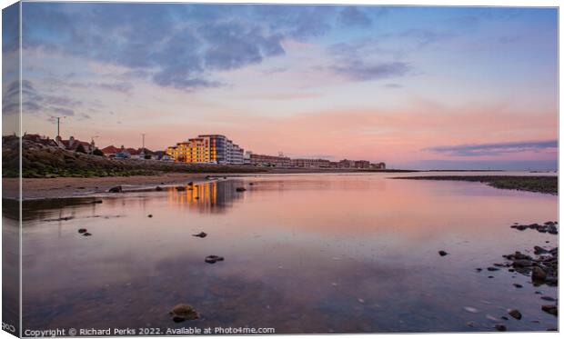 Morecambe Seafront in reflection Canvas Print by Richard Perks