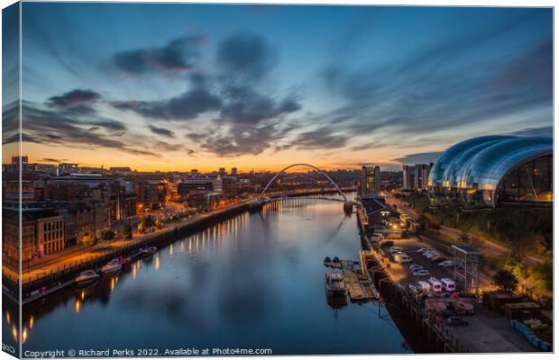 Daybreak over Newcastle Canvas Print by Richard Perks