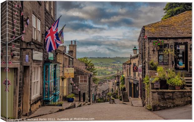 Queen`s Platinum Jubilee celebration at Haworth Canvas Print by Richard Perks
