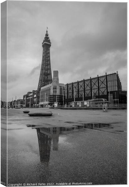 Blackpool Tower Reflections Canvas Print by Richard Perks