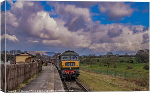 Heritage train arrives into Burrs Country Park Canvas Print by Richard Perks