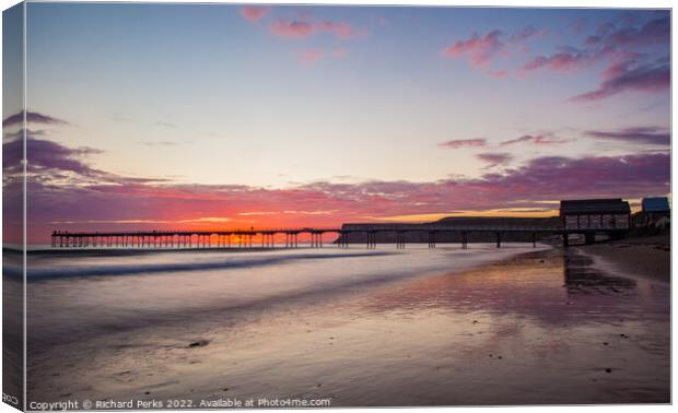 Reflections of Saltburn Pier Canvas Print by Richard Perks