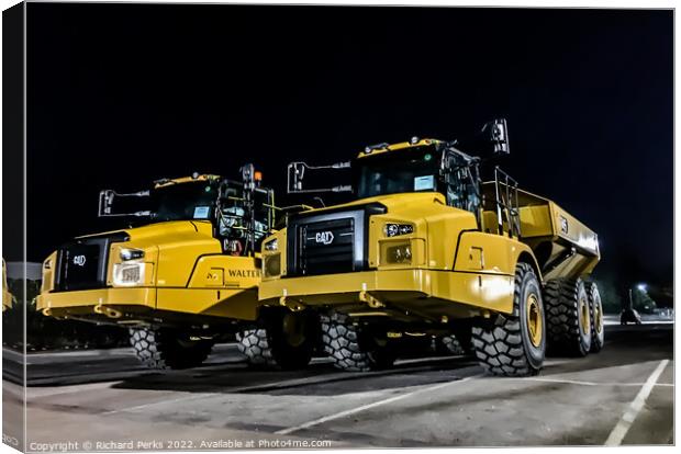 Caterpillar machines in the night Canvas Print by Richard Perks