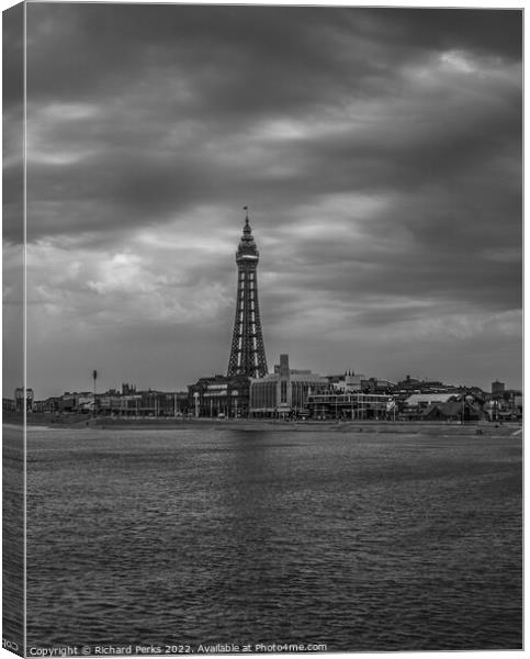 Blackpool Tower -Monochrome Canvas Print by Richard Perks