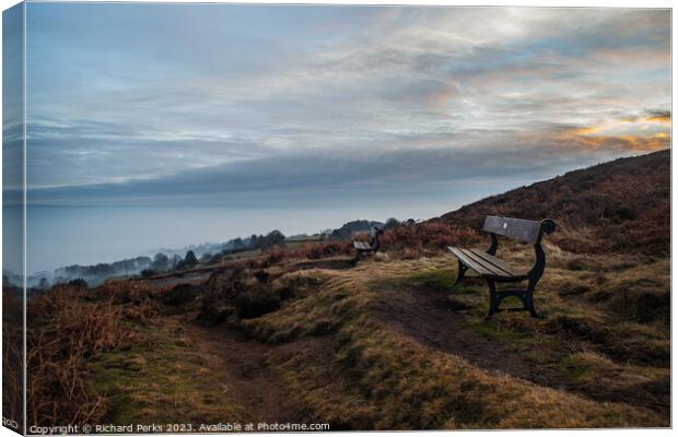 Misty Morning View - Ilkley Moor Canvas Print by Richard Perks