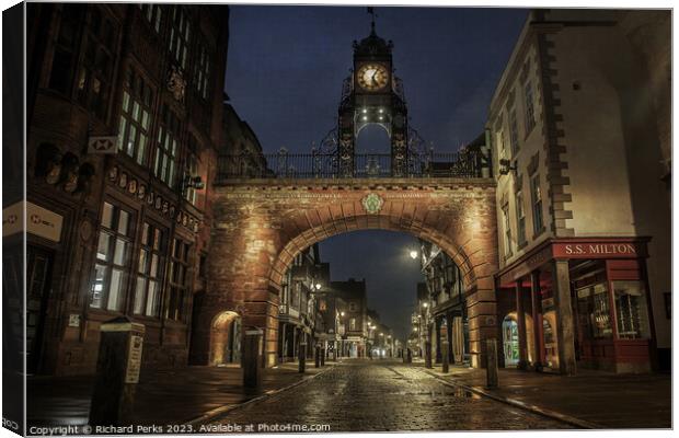 Chester City Street at Night Canvas Print by Richard Perks