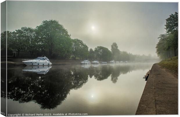 Misty Morning on the Ouse Canvas Print by Richard Perks
