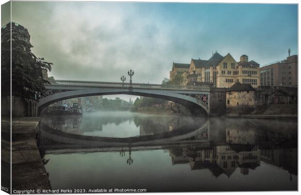 Lendal Bridge in the mists Canvas Print by Richard Perks