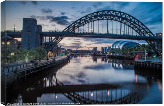 First Light over the Tyne Canvas Print by Richard Perks