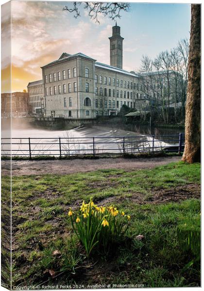 Salts Mill Springtime Canvas Print by Richard Perks