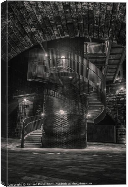 Stone Spiral Staircase - Leeds Citycentre Canvas Print by Richard Perks