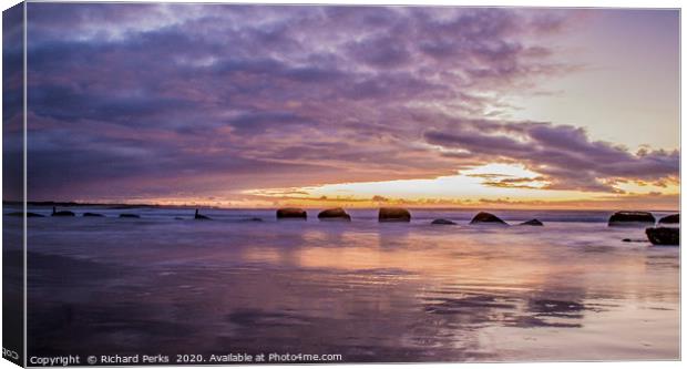 Purple Hues at Bridlington Sunrise Canvas Print by Richard Perks