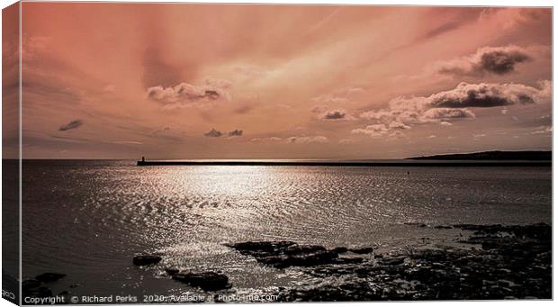 red dawn at Tynemouth Canvas Print by Richard Perks