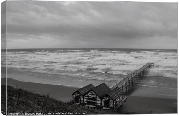 Wild Seas at Saltburn Canvas Print by Richard Perks