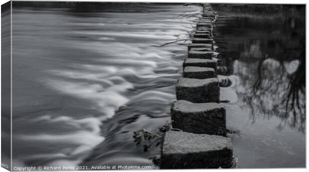Stepping Stones in the River Wharfe Canvas Print by Richard Perks