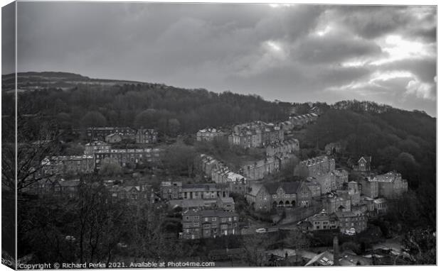 Storm clouds over Hebden Bridge Canvas Print by Richard Perks