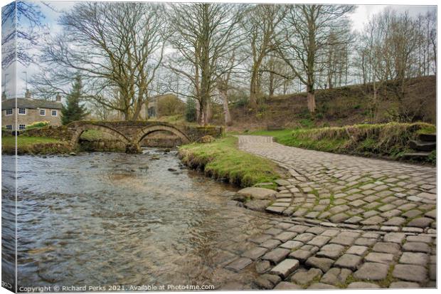 Wycoller Country Park river crossing Canvas Print by Richard Perks