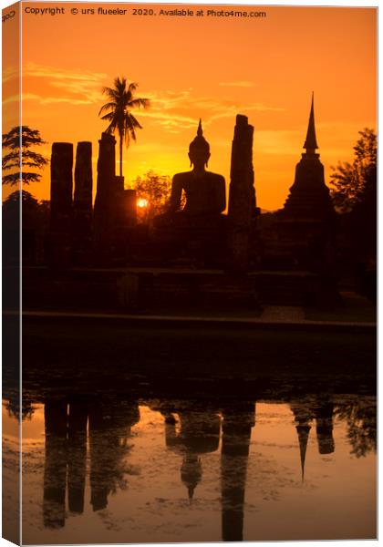 ASIA THAILAND SUKHOTHAI WAT MAHATHAT BUDDHA Canvas Print by urs flueeler