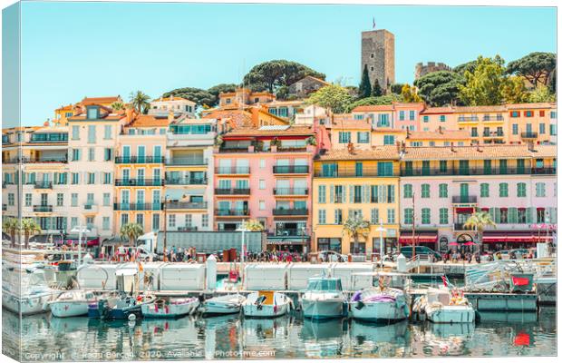 Cannes City Skyline, Luxurious Yachts And Boats Canvas Print by Radu Bercan