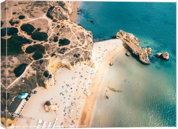 Aerial Ocean Beach Landscape, Algarve Portugal Canvas Print by Radu Bercan