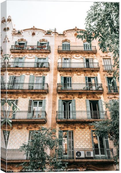Barcelona City Architecture, Spain Building Facade Canvas Print by Radu Bercan