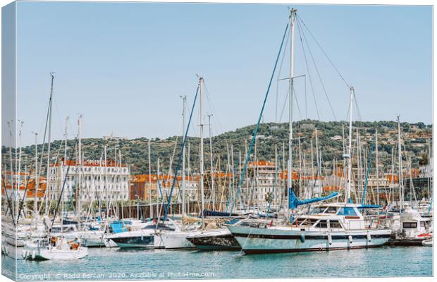 Luxurious Yachts And Boats In Cannes Harbor Port Canvas Print by Radu Bercan